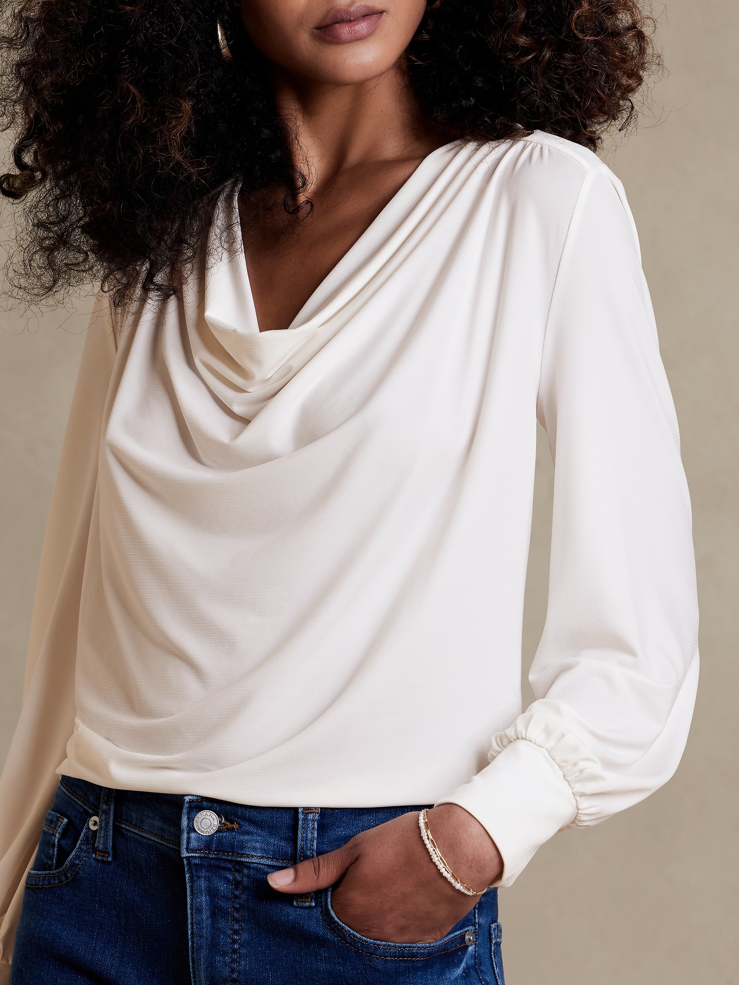 Jersey Cowl-Neck Top