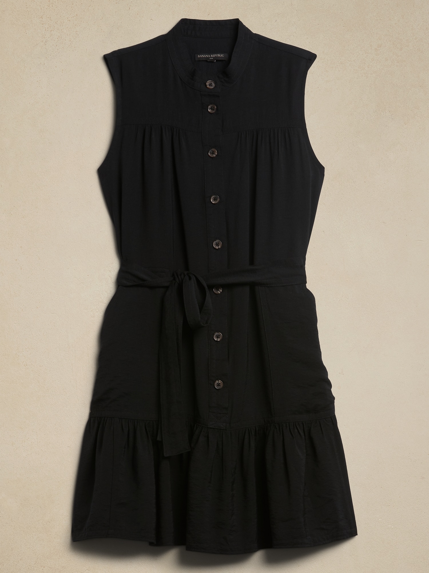 Flounce-Hem Mini Shirtdress