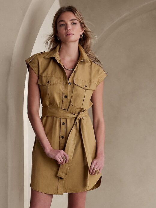Linen-Blend Mini Shirtdress | Banana Republic Factory