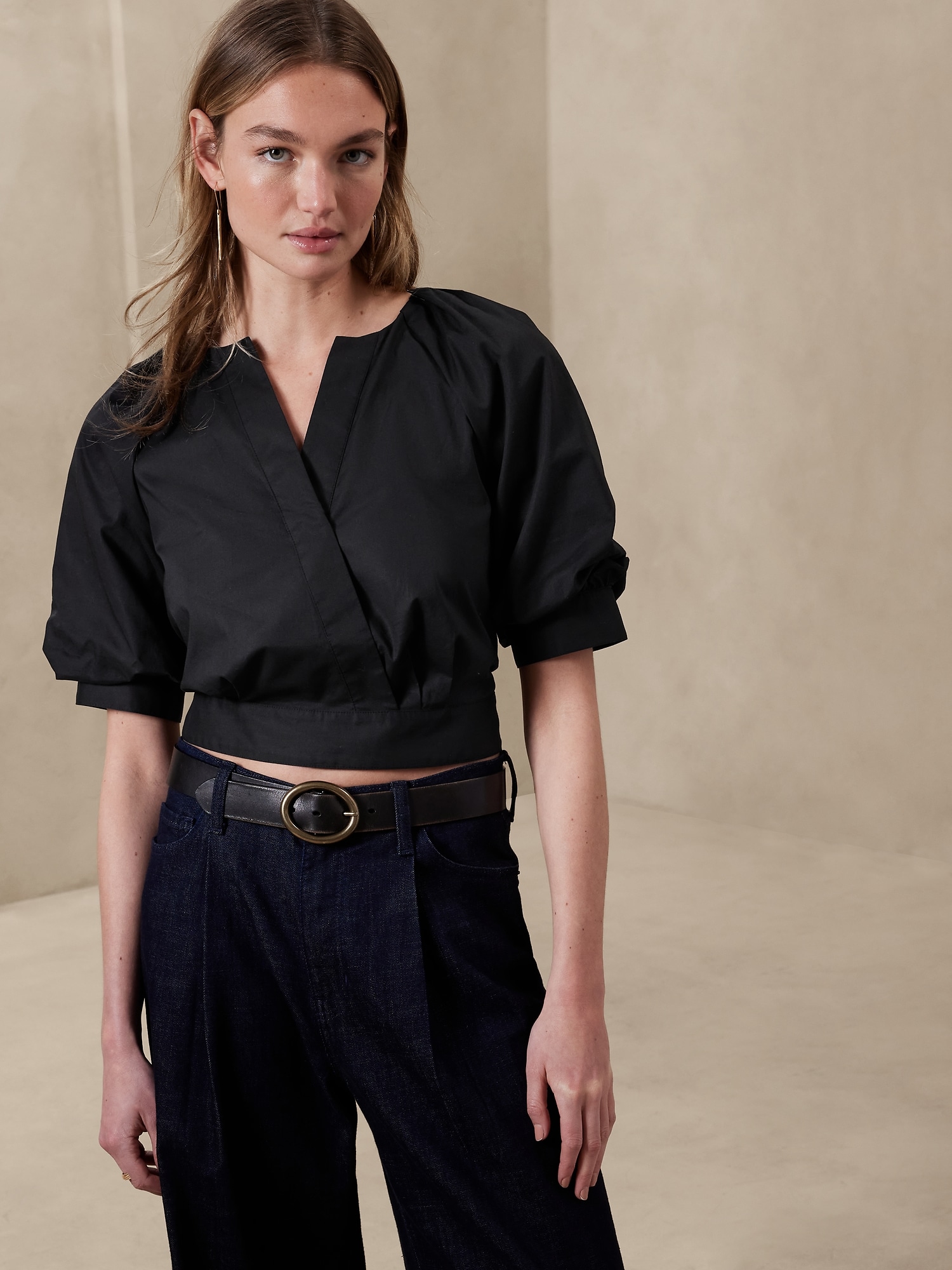 Cropped Wrap-Front Top | Banana Republic Factory