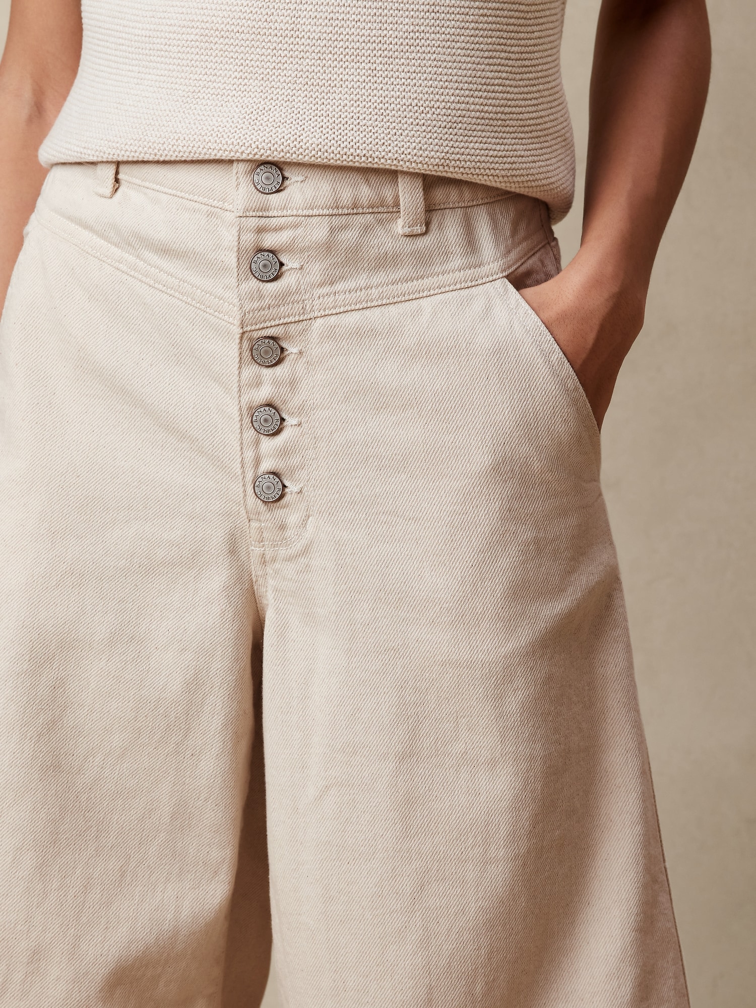 Denim Button-Fly Culotte