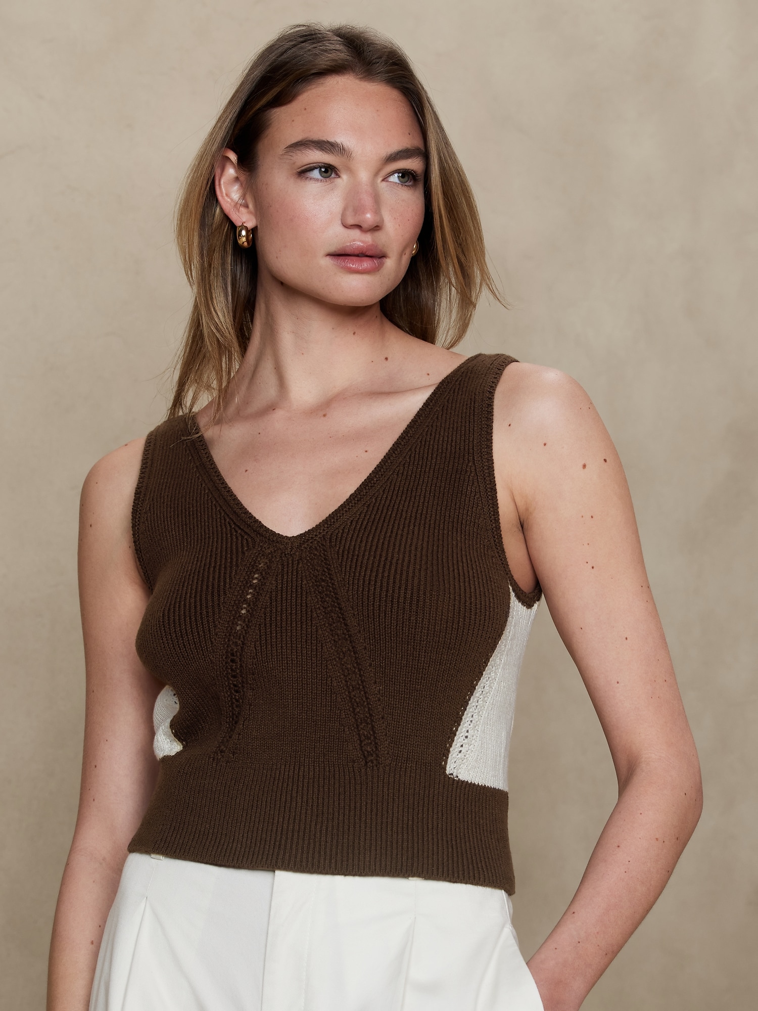 Cropped Textured Sweater Tank
