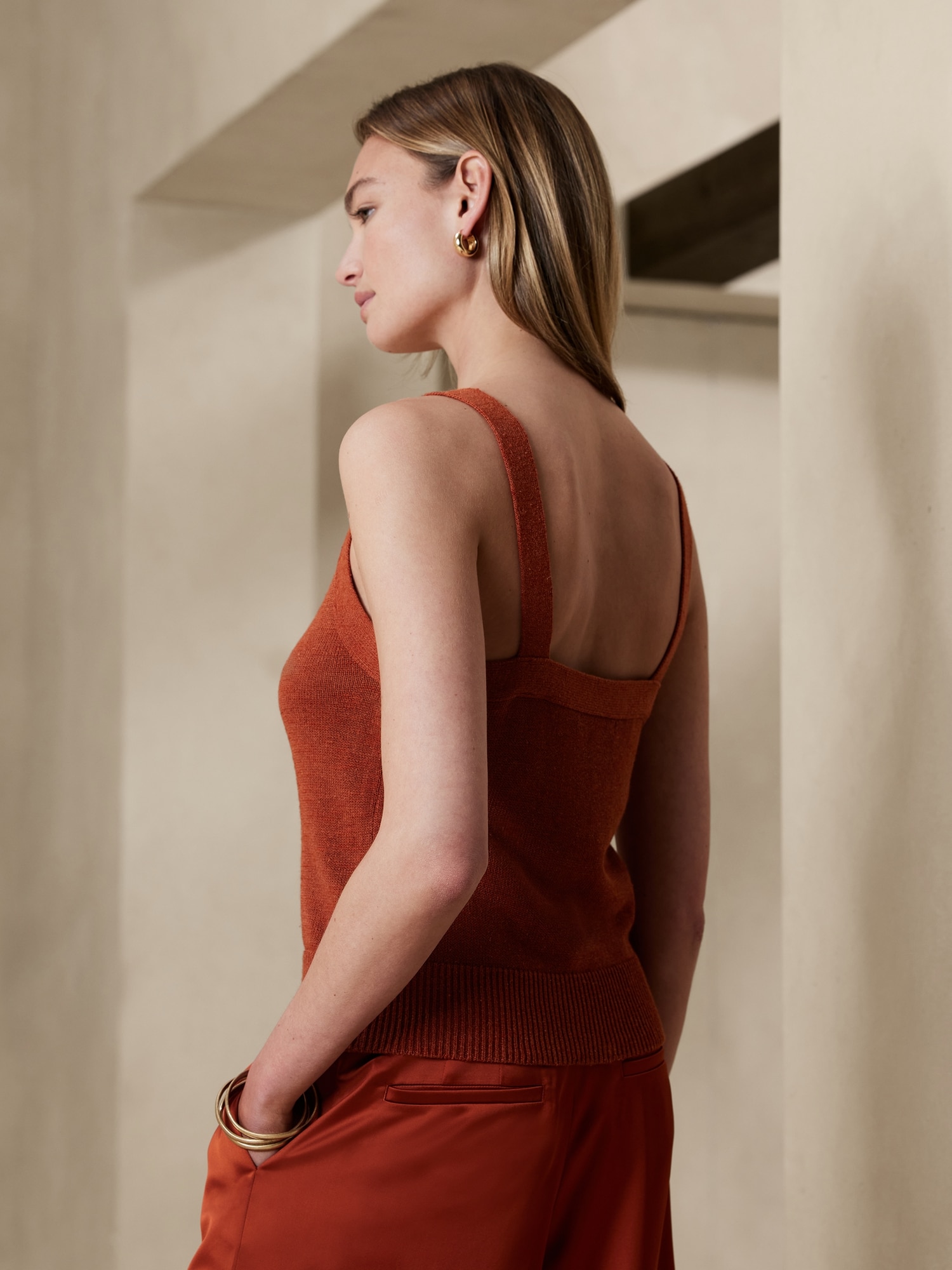 Wide-Trim Sweater Tank