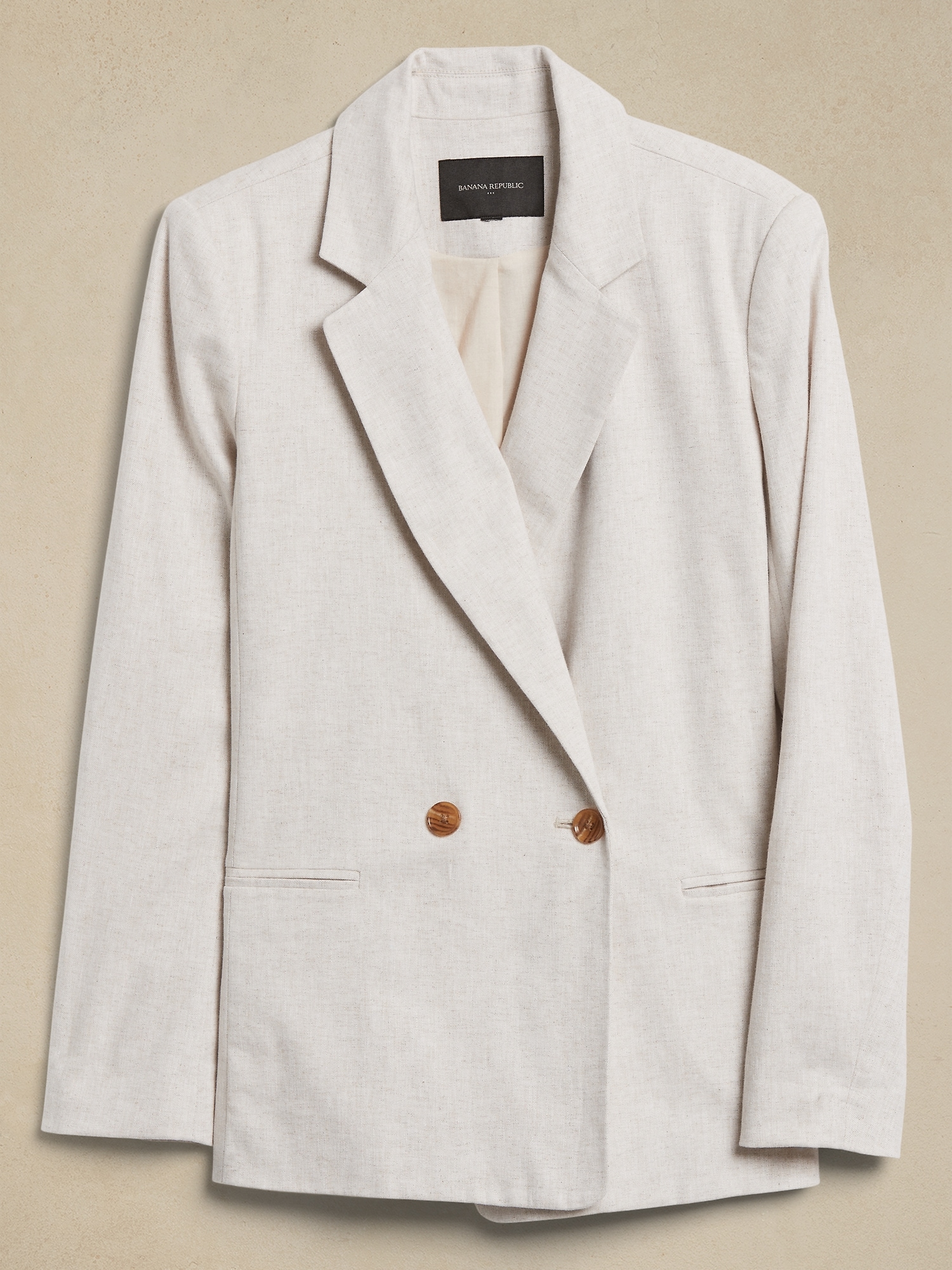 Linen-Blend Double Breasted Blazer