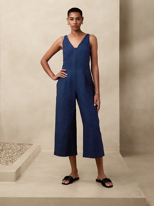 Cropped Linen Blend Jumpsuit Banana Republic Factory 4357