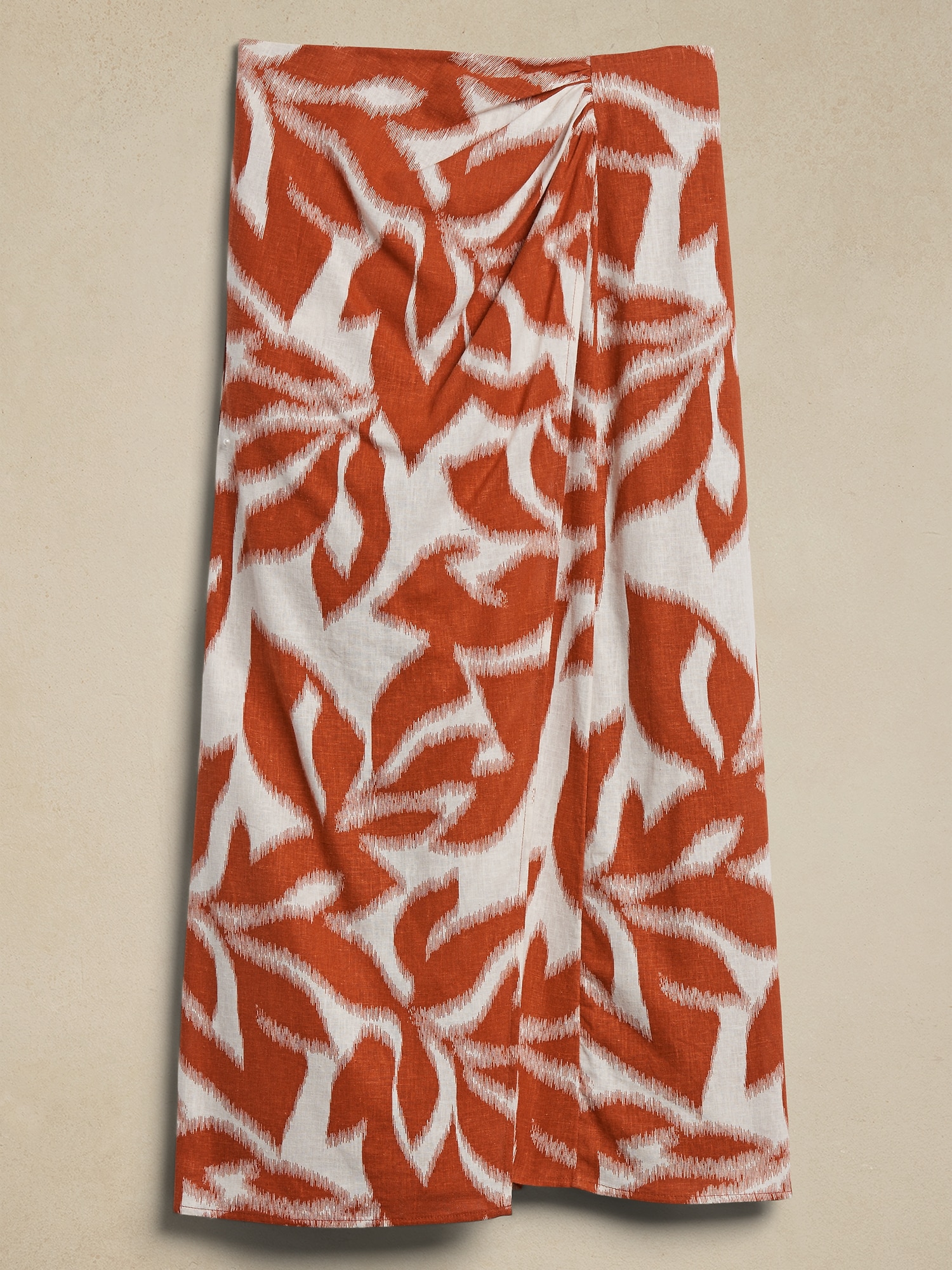 Linen-Blend Tulip Midi Skirt