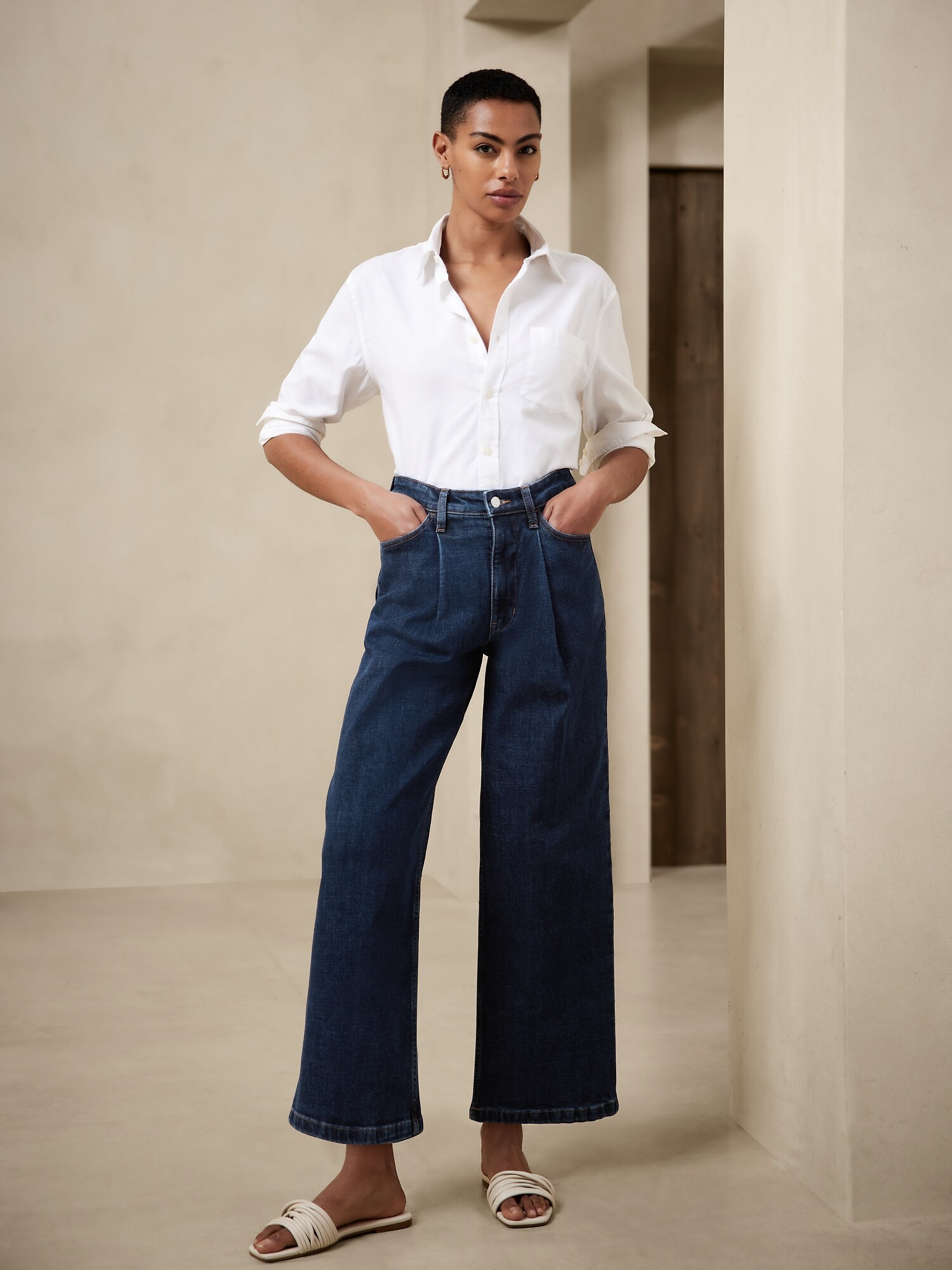 High Rise Wide Leg Cropped Jean Banana Republic Factory