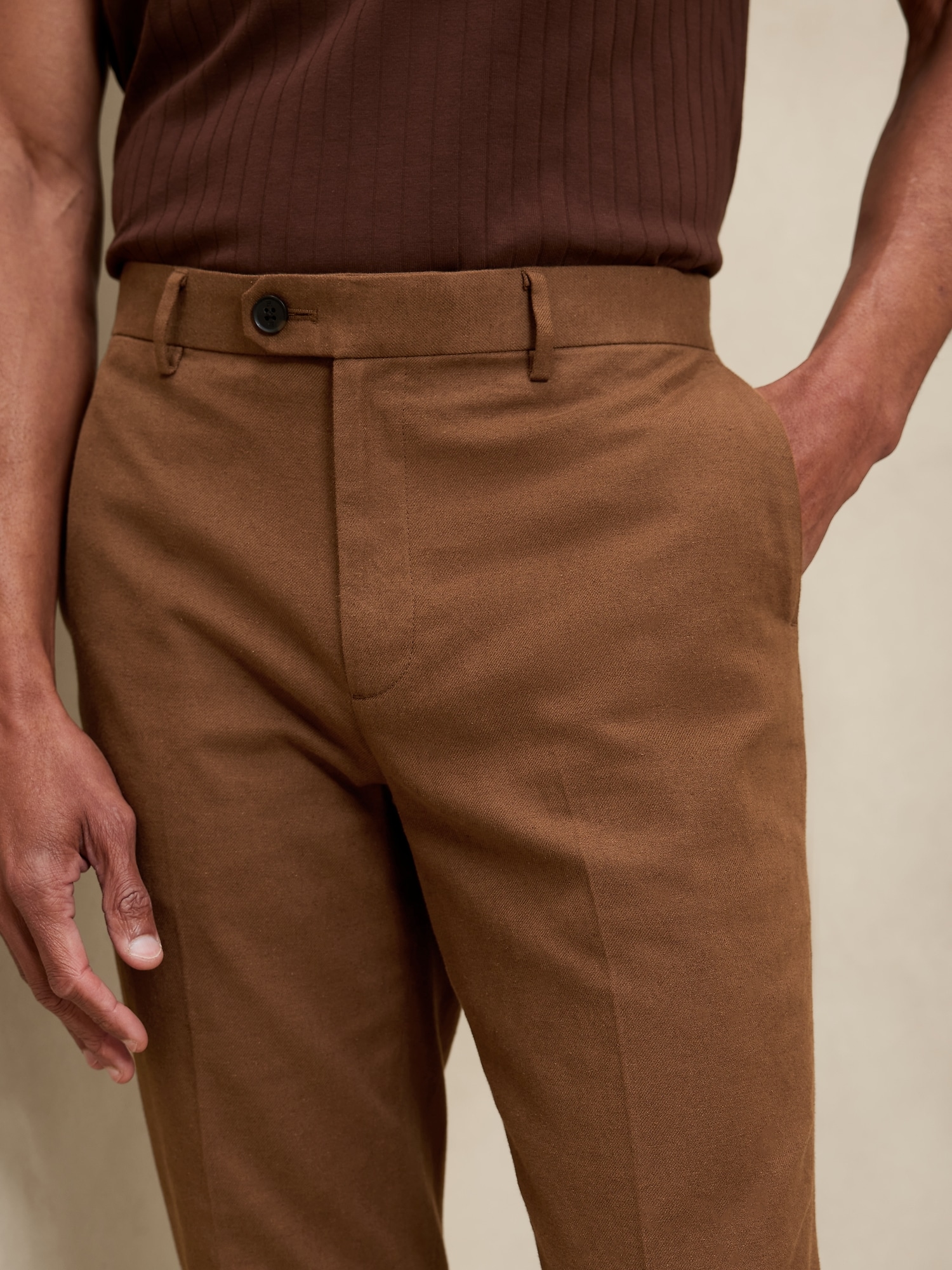 Cinereous Pink Plain-Solid Regular Fit Cotton Pant For Men-saigonsouth.com.vn
