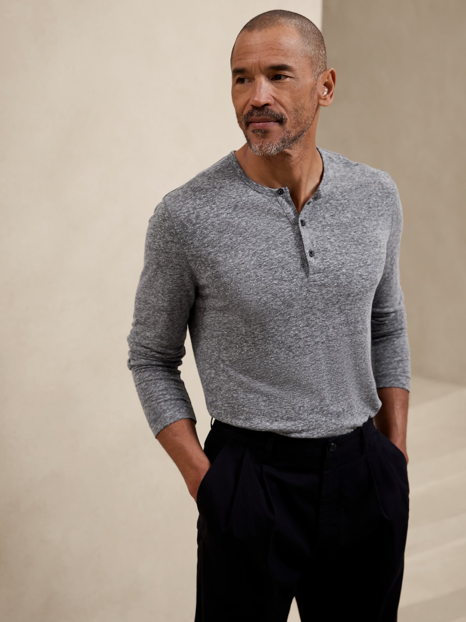 Linen-Blend Henley | Banana Republic Factory