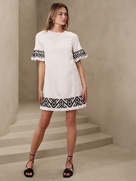 Embroidered-Sleeve Mini Dress | Banana Republic Factory Embroidered-Sleeve Mini Dress | Banana Republic Factory