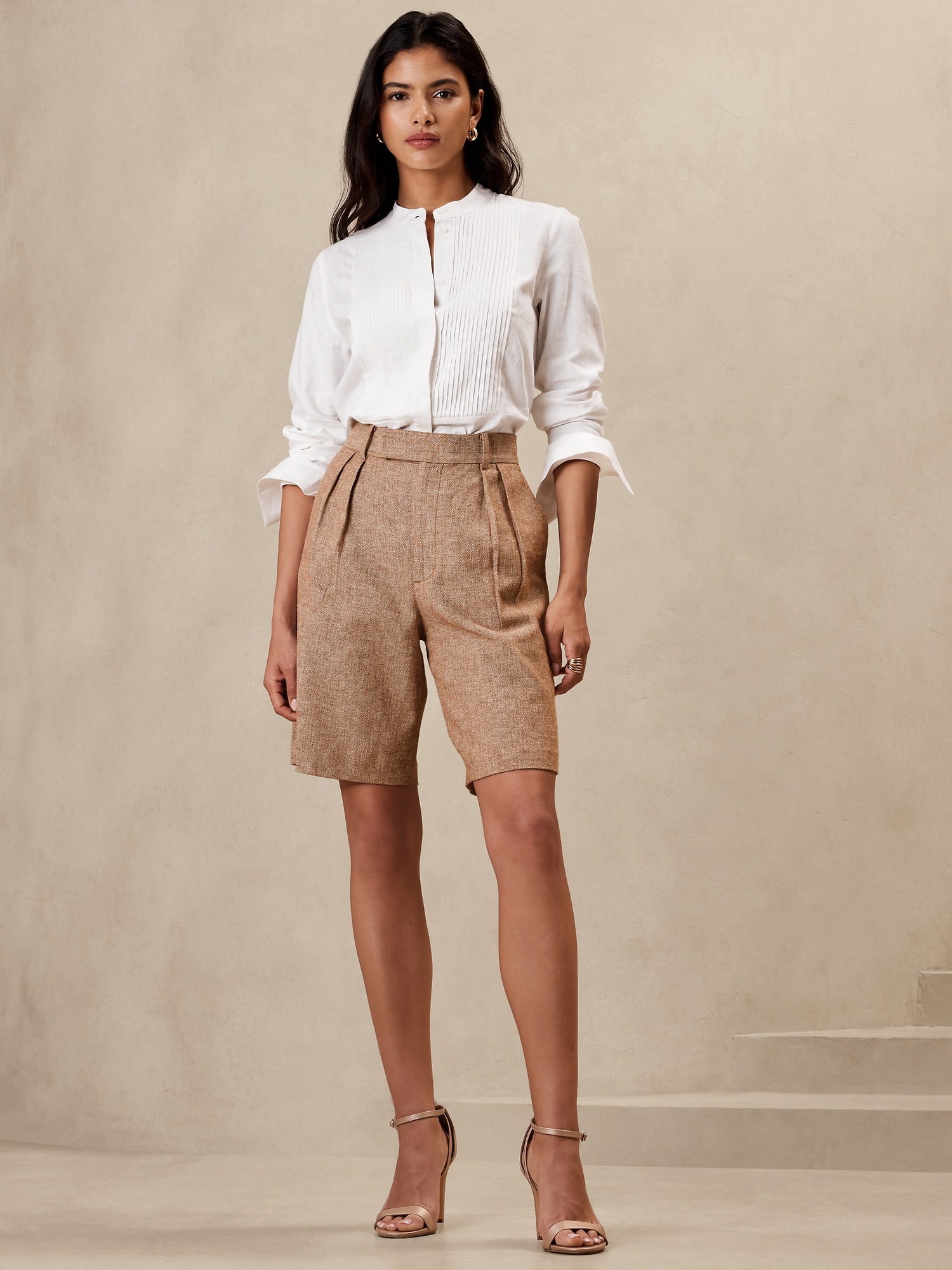 Linen-Cotton Bermuda Short