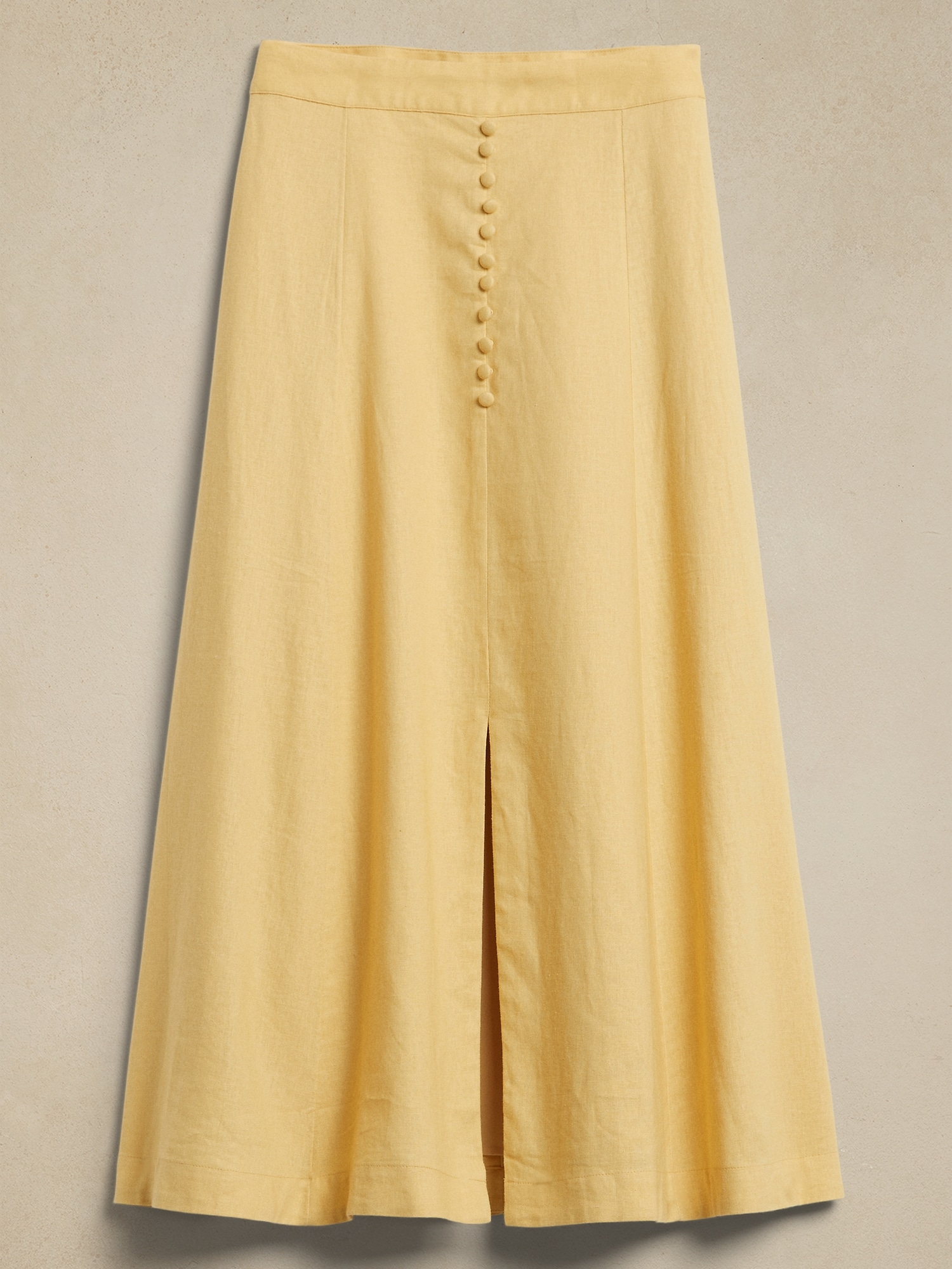 Linen-Blend Midi Skirt