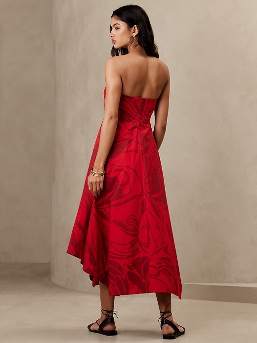Asymmetric jersey red dress | Coveti