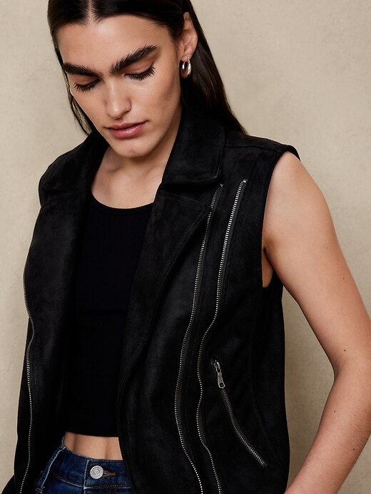 Vegan Suede Moto Vest | Banana Republic Factory