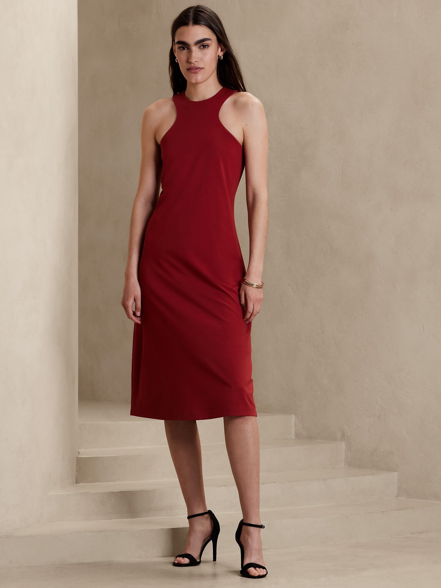 High Neck Knit Knee Length Dress Banana Republic Factory
