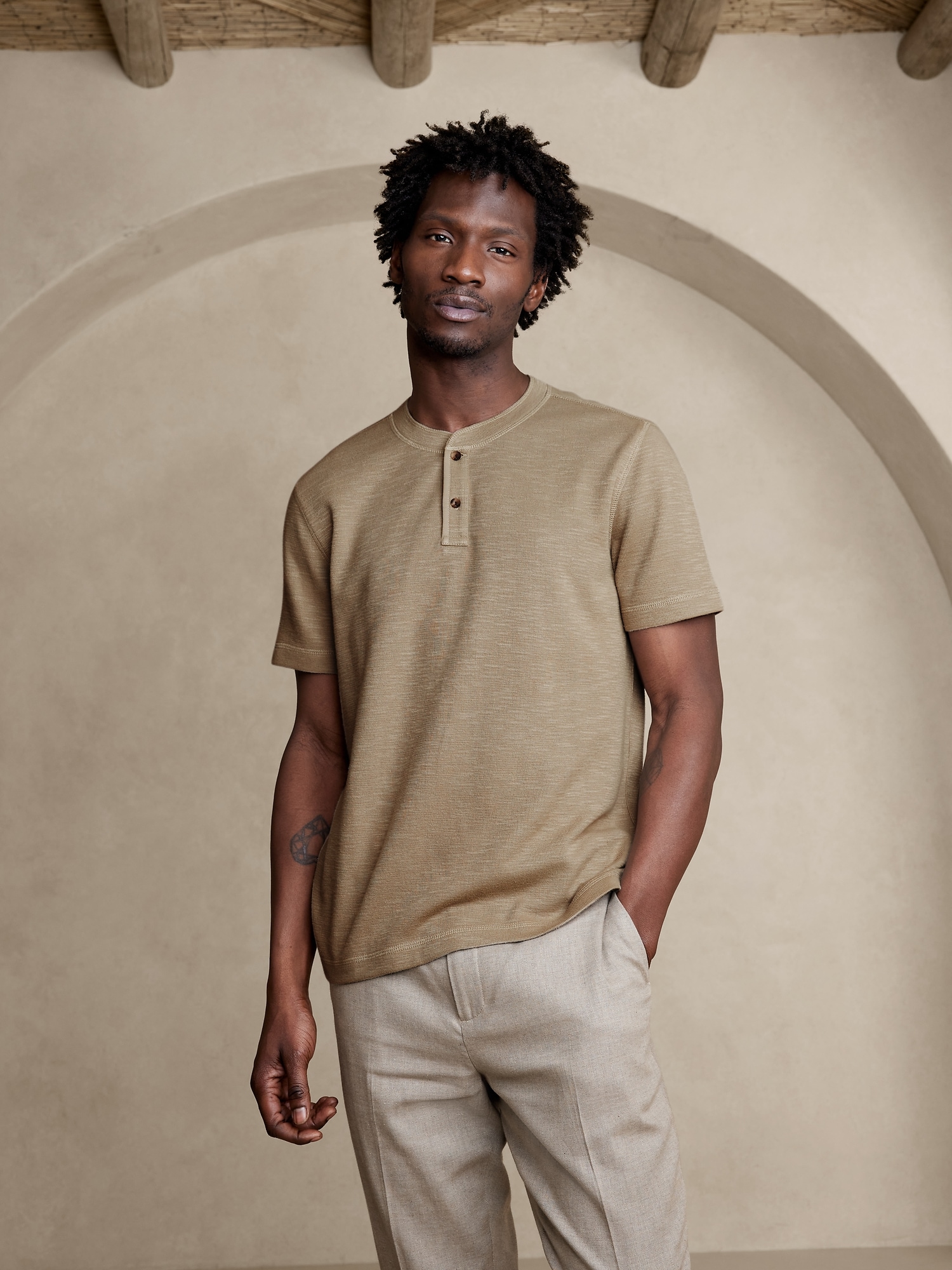 Textured Henley T-Shirt