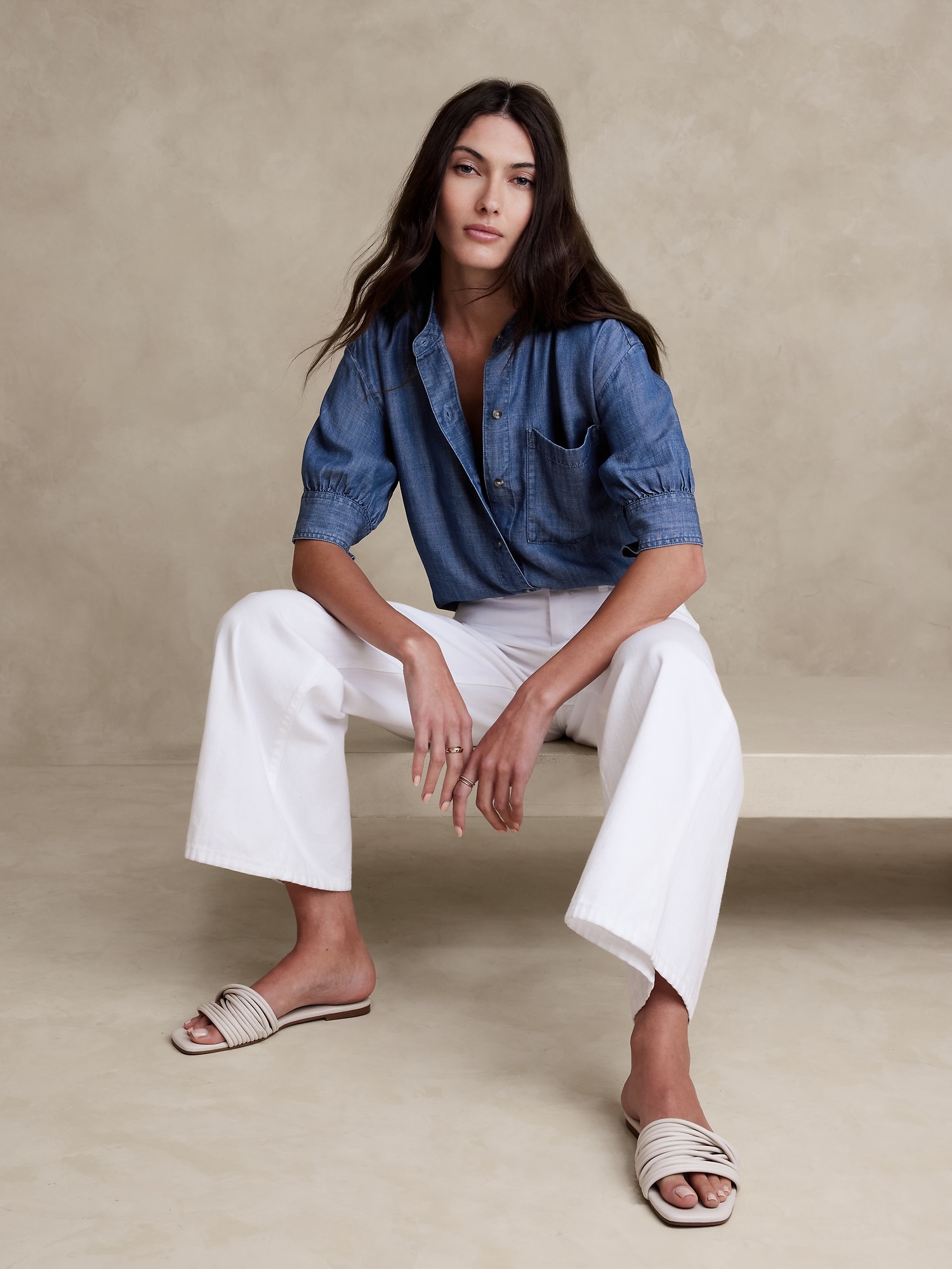 TENCEL&#153 Buttoned-Cuff Shirt