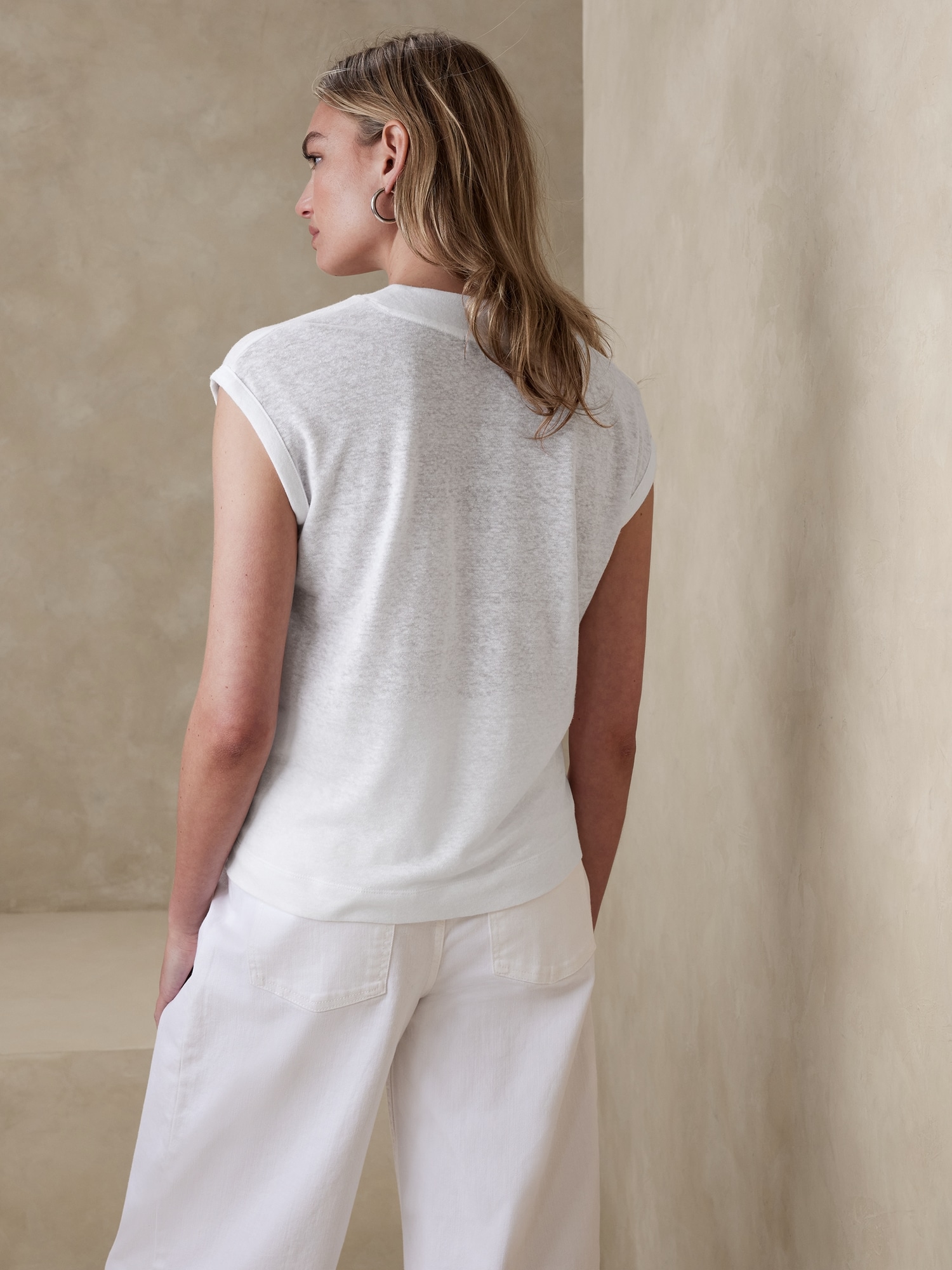 Linen-Blend Boxy T-Shirt