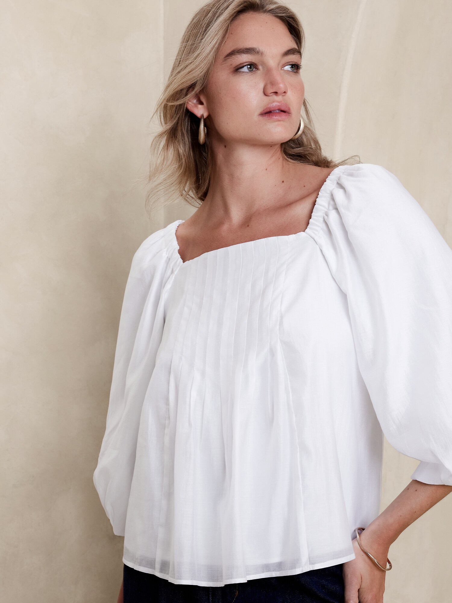 Blouse Banana Republic Factory à Col Perlé Et Rayures - Taille L - Occasion Très Bon état