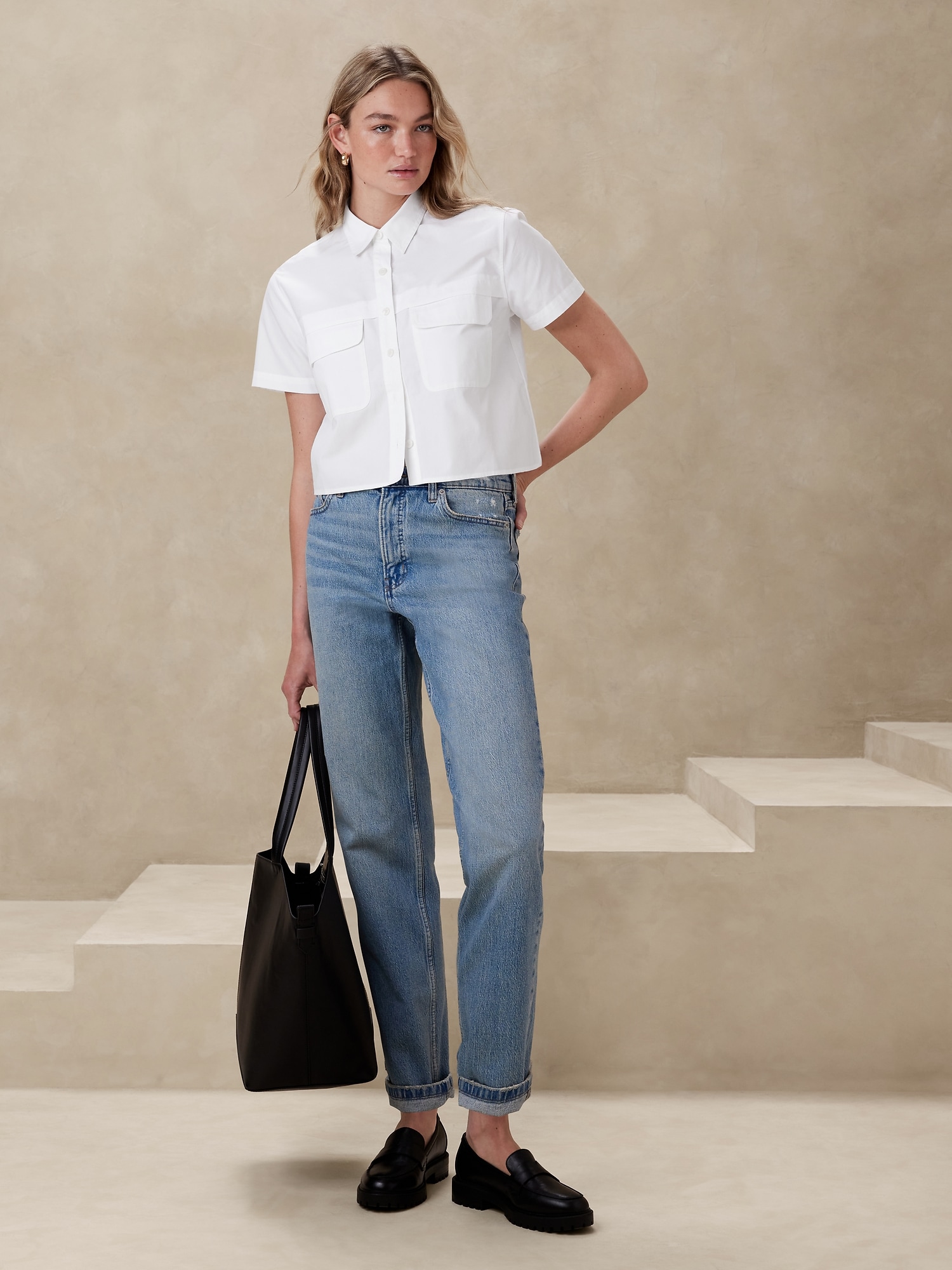 Cropped Double Pocket Shirt