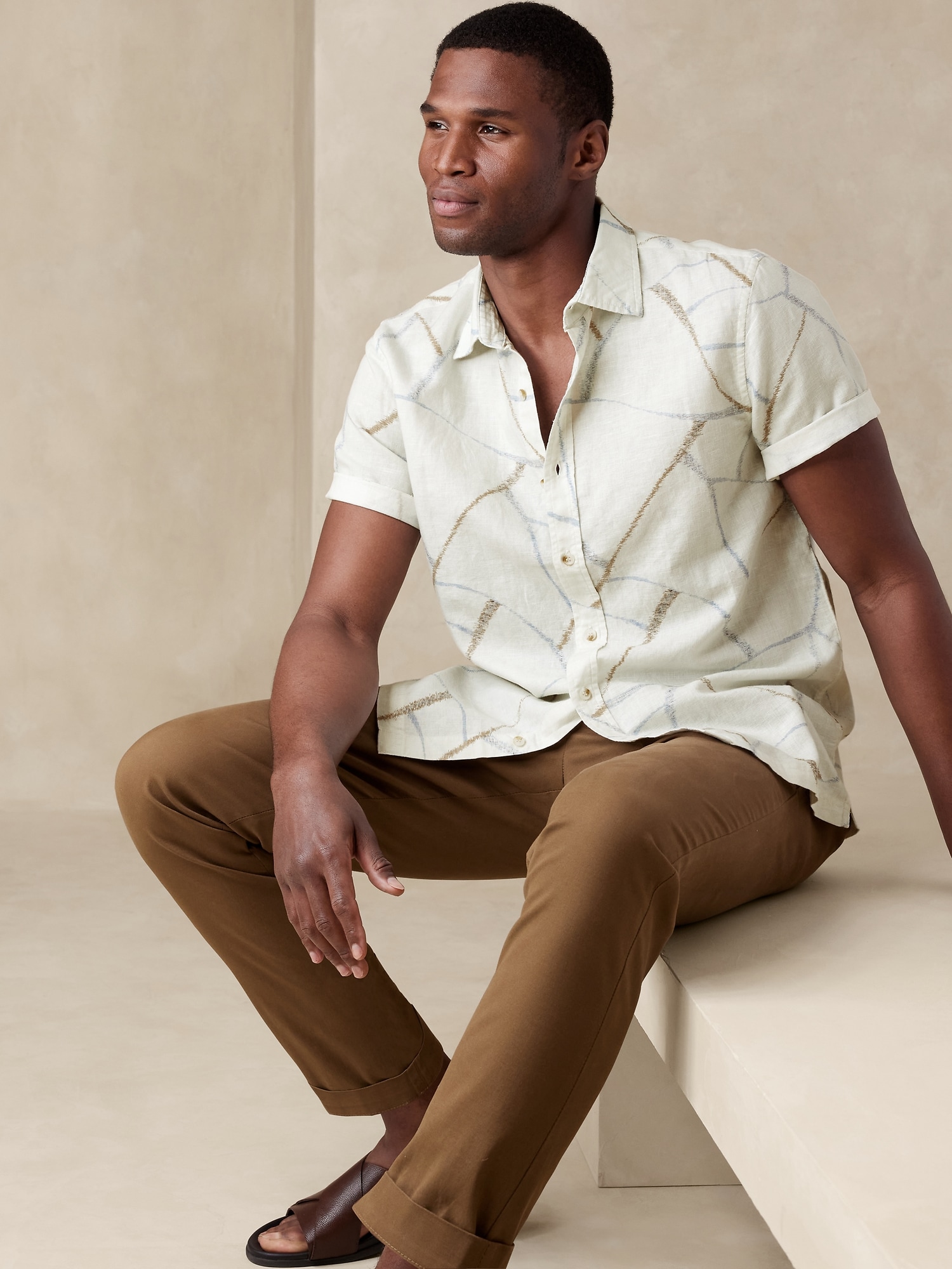 Slim Linen-Blend Textured Shirt