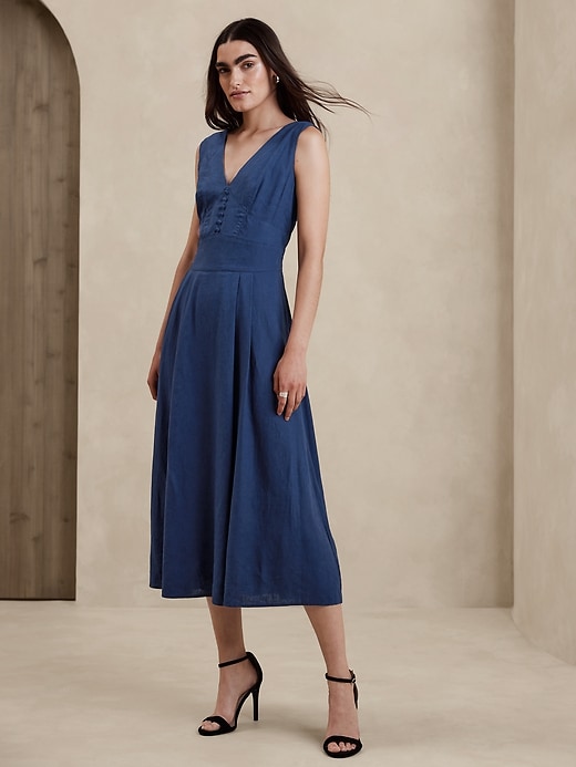 Linen-Blend Maxi Dress | Banana Republic Factory