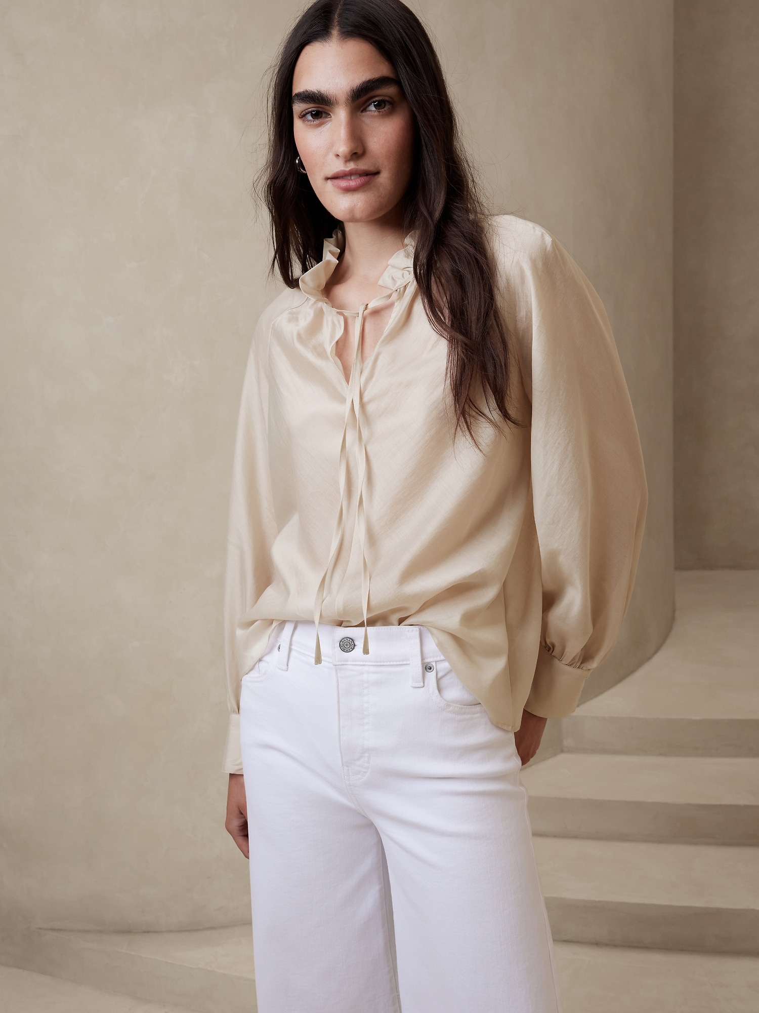 Ruffle-Neck Blouse
