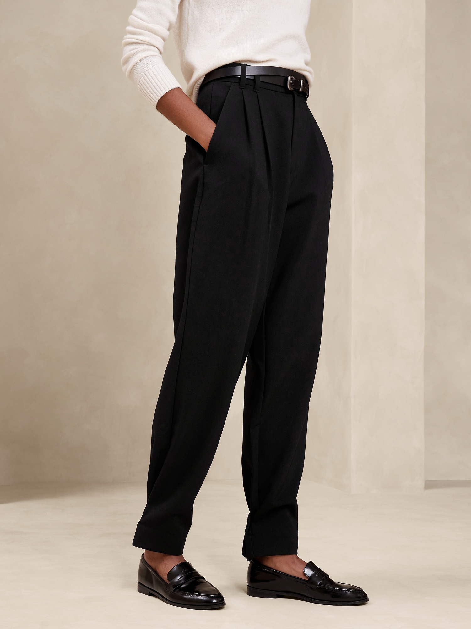 Pleated Tab-Leg Pant