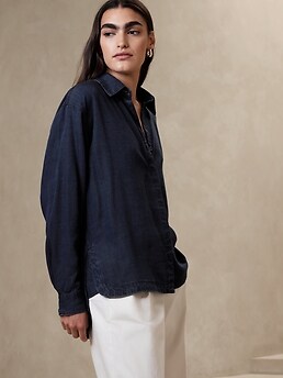 TENCEL™ Oversized Chambray Shirt | Banana Republic Factory