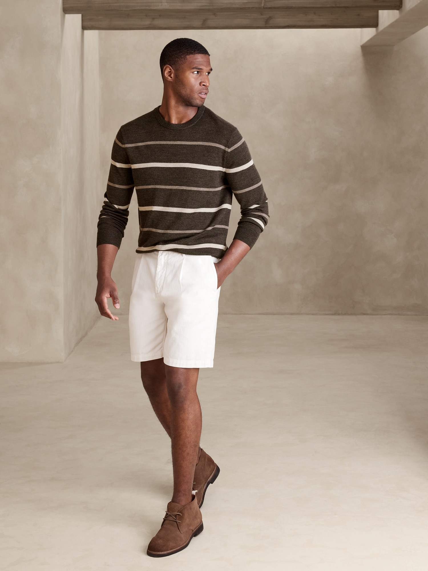 Merino Wool Fine Striped Sweater