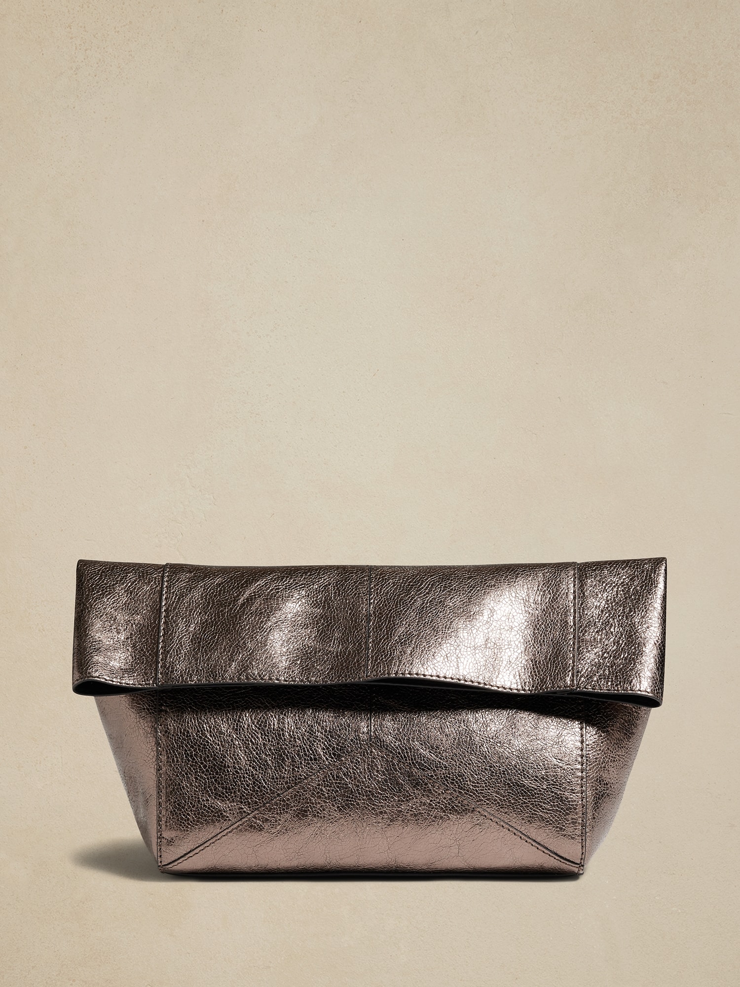 Leather Pieced Oversized Clutch