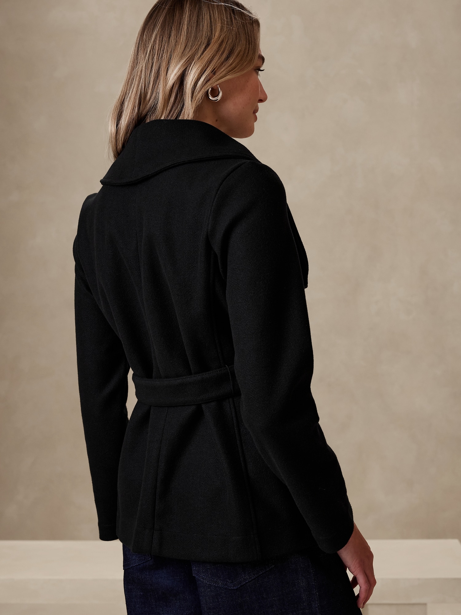 ジャケット・アウター Na.e Traditional Melton Coat Vintage Melton XS Navy Blue Wool Coat Classic Iconic