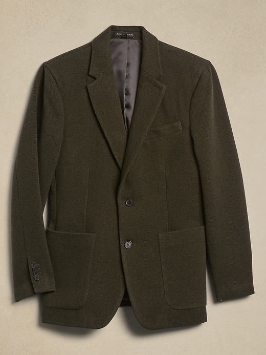 Tailored-Fit Tweed Herringbone Blazer