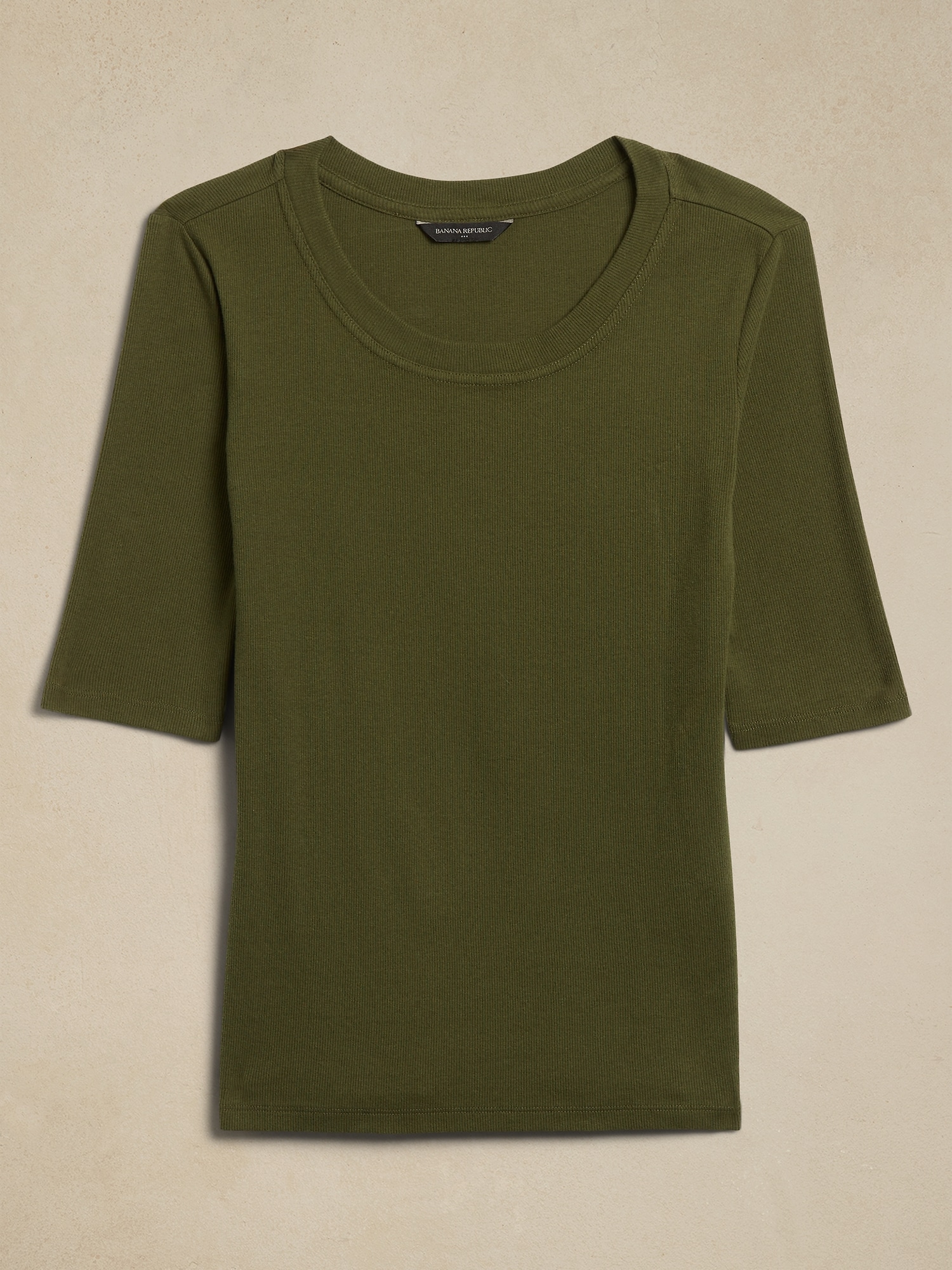 Image number 7 showing, Ribbed Elbow-Sleeve T-Shirt