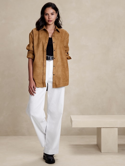 Oversized Vegan Suede Shirt | Banana Republic Factory