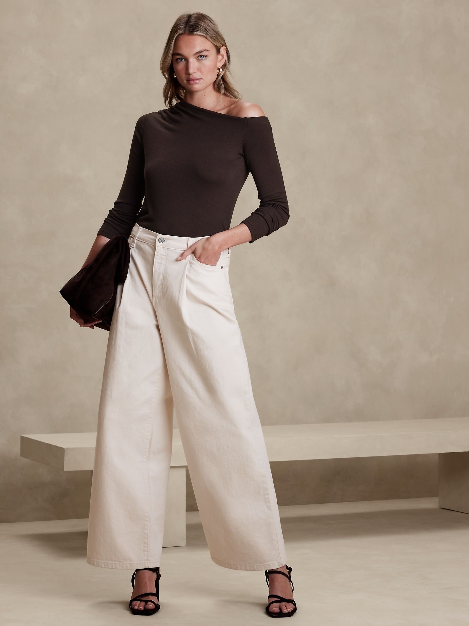 Soft Luxe Off-Shoulder T-Shirt | Banana Republic Factory