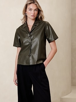 トップス perverze vegan leather large shirts perverze vegan leather large shirts