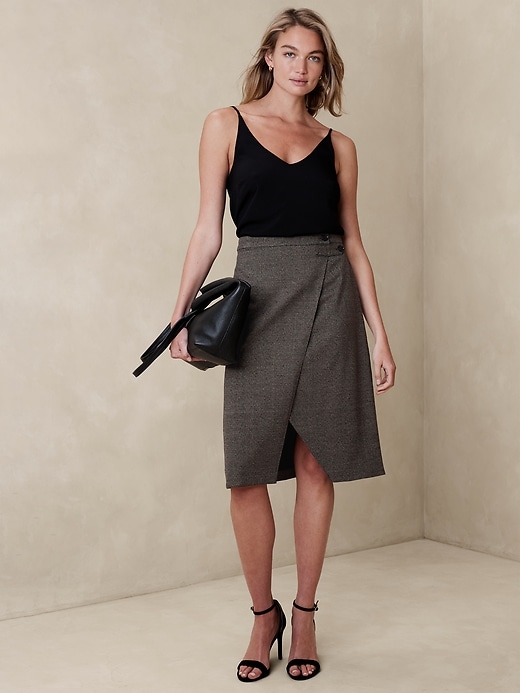 Flannel Knee-Length Pencil Skirt