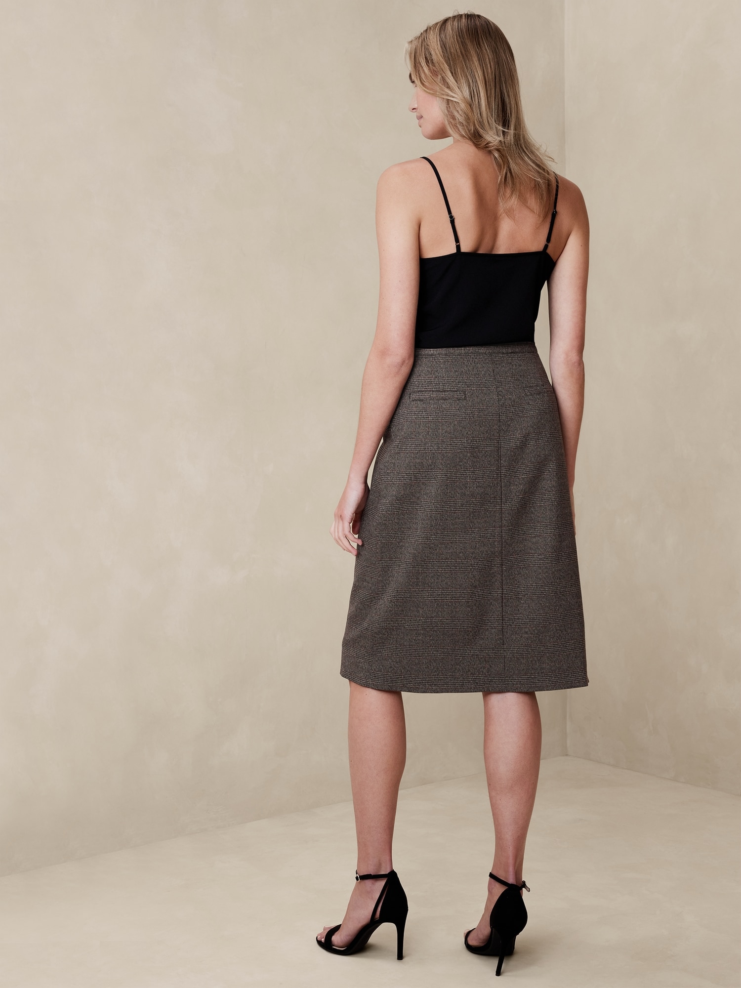 Flannel Knee-Length Pencil Skirt