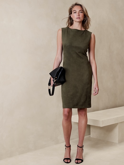 banana republic green suede dress