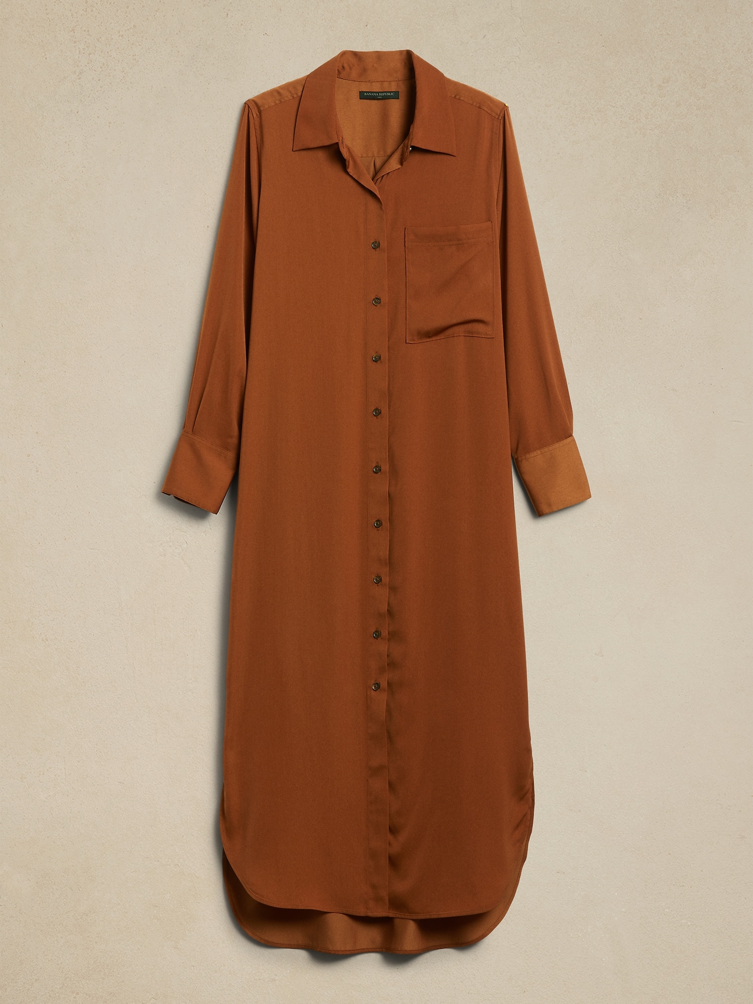 Satin Maxi Shirtdress