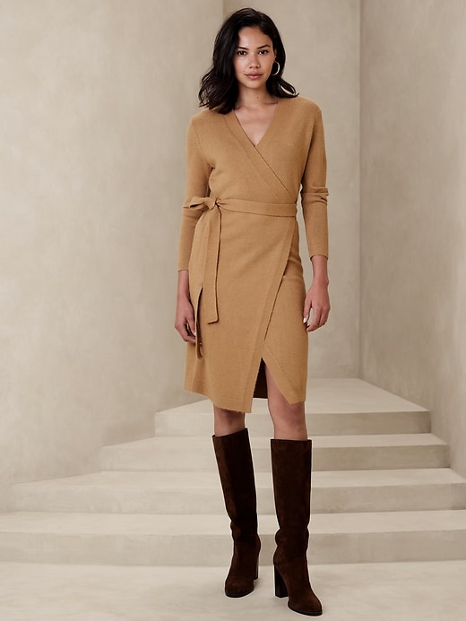 Wrap Knee-Length Sweater Dress | Banana Republic Factory