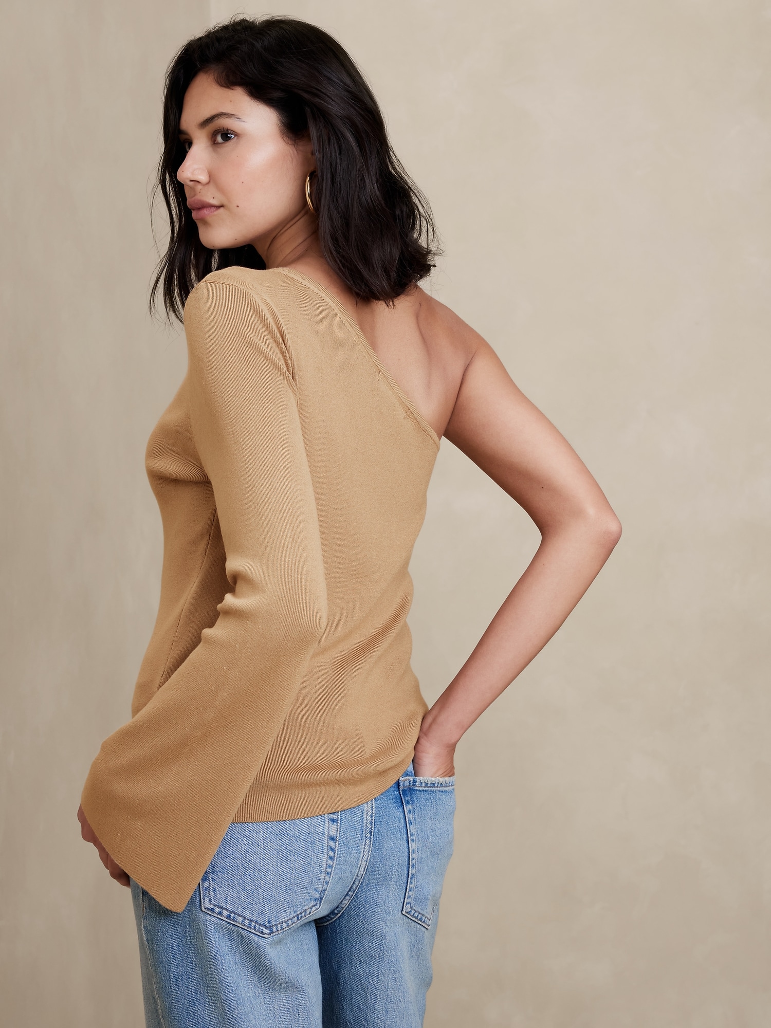 Ribbed One-Sleeve Sweater