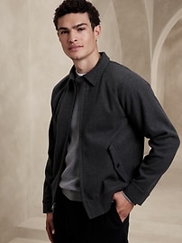 Mid-weight Melton Full-Zip Jacket | Banana Republic Factory