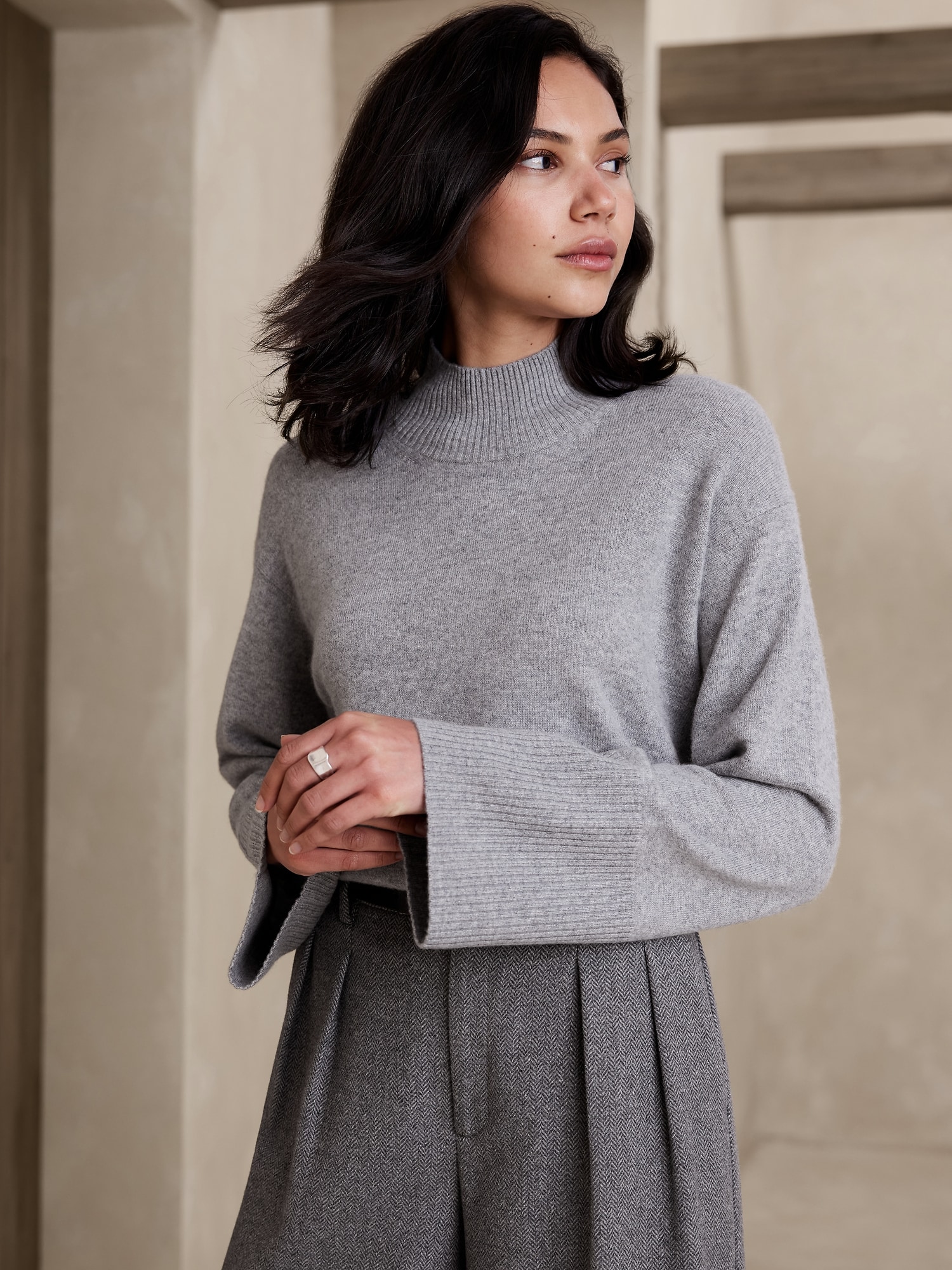 Cashmere Bell-Sleeve Sweater
