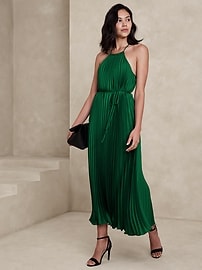 Halter Pleated Maxi Dress | Banana Republic Factory