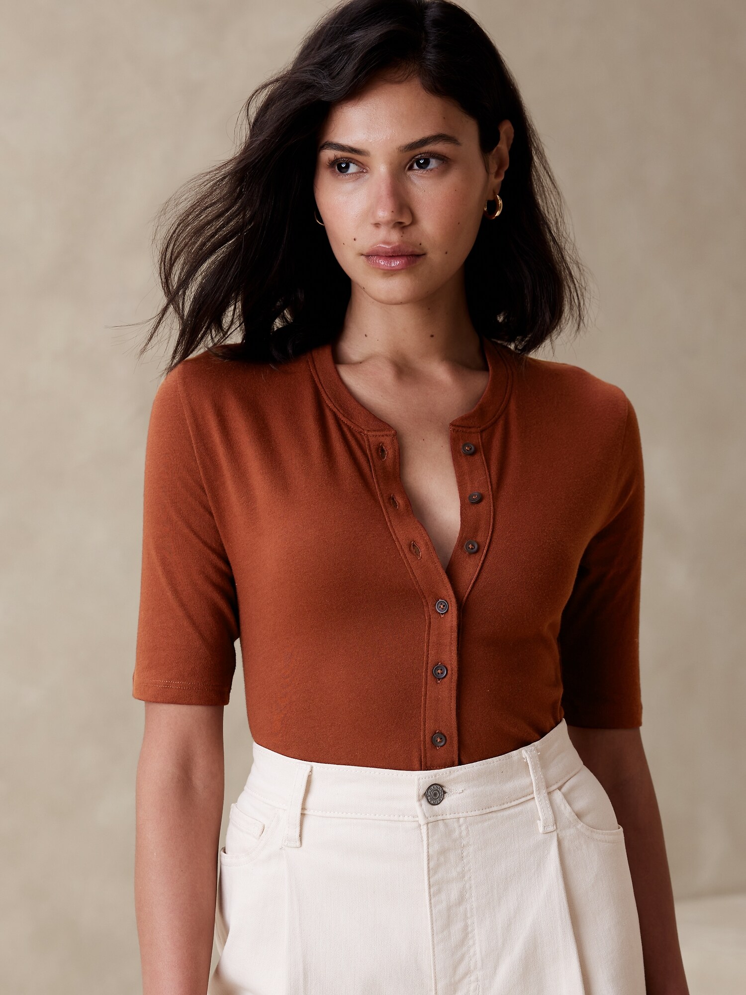 Heritage ElbowSleeve Henley Banana Republic Factory