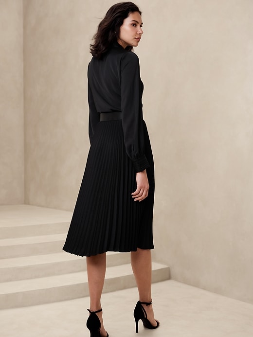 Satin Pleated Midi Skirt Banana Republic Factory