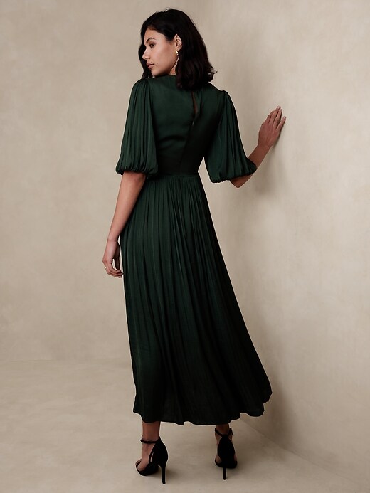 banana republic green pleated dress Banana Republic Xl Sweater Dress Pleated Maxi Olive Green