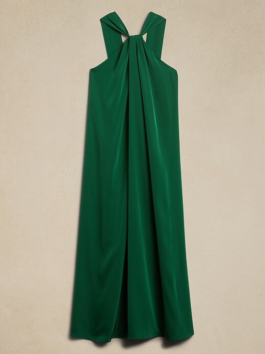 Satin Twist-Neck Maxi Dress | Banana Republic Factory